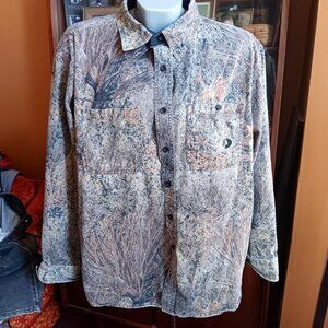 2XL Hunting Shirt Mossy Oak Pursuits Button-Up Camouflage Print Outdoor Wear